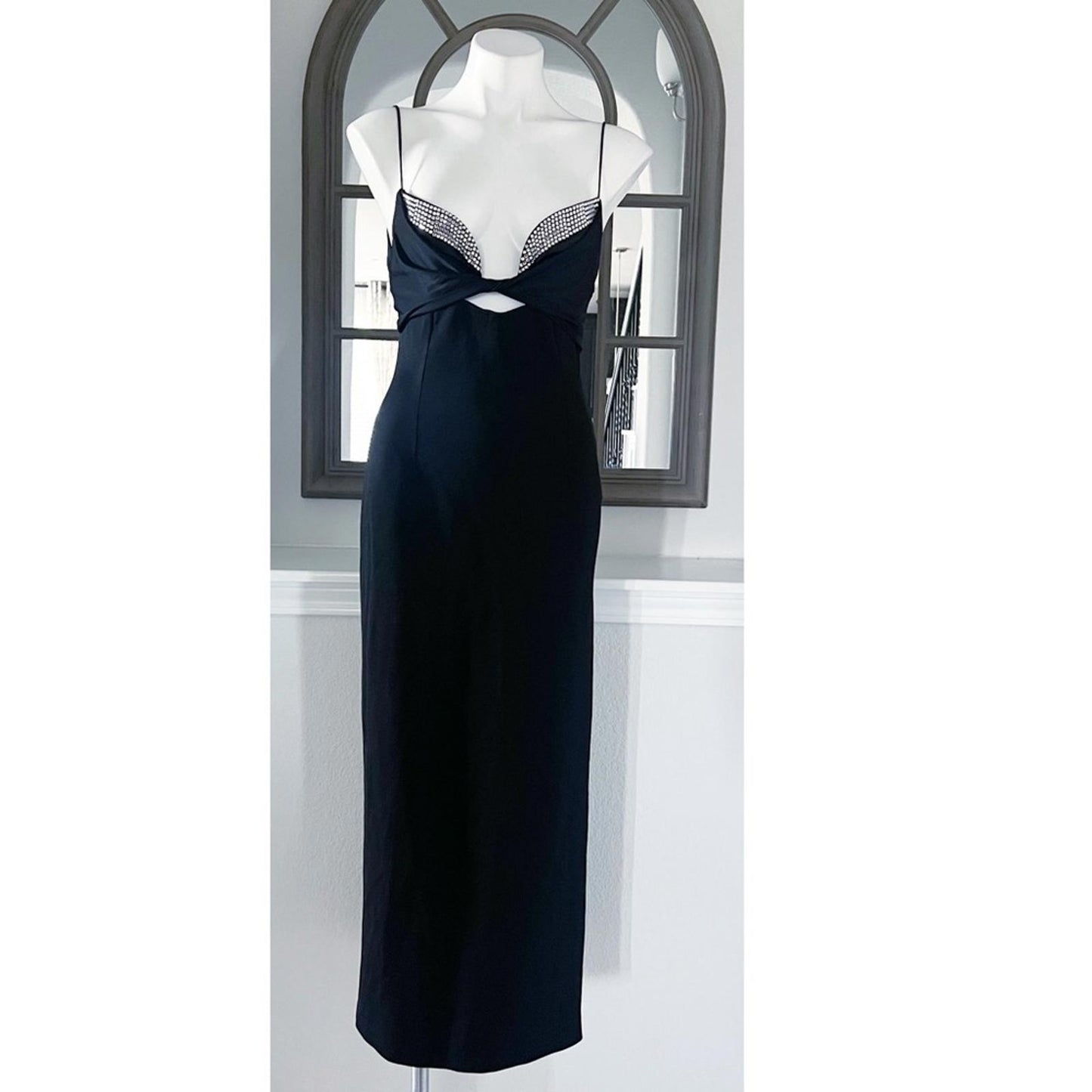 Galvan London Crystal Bustier Dress in Black Size US8 FR40 UK12 New w/tag $1,895