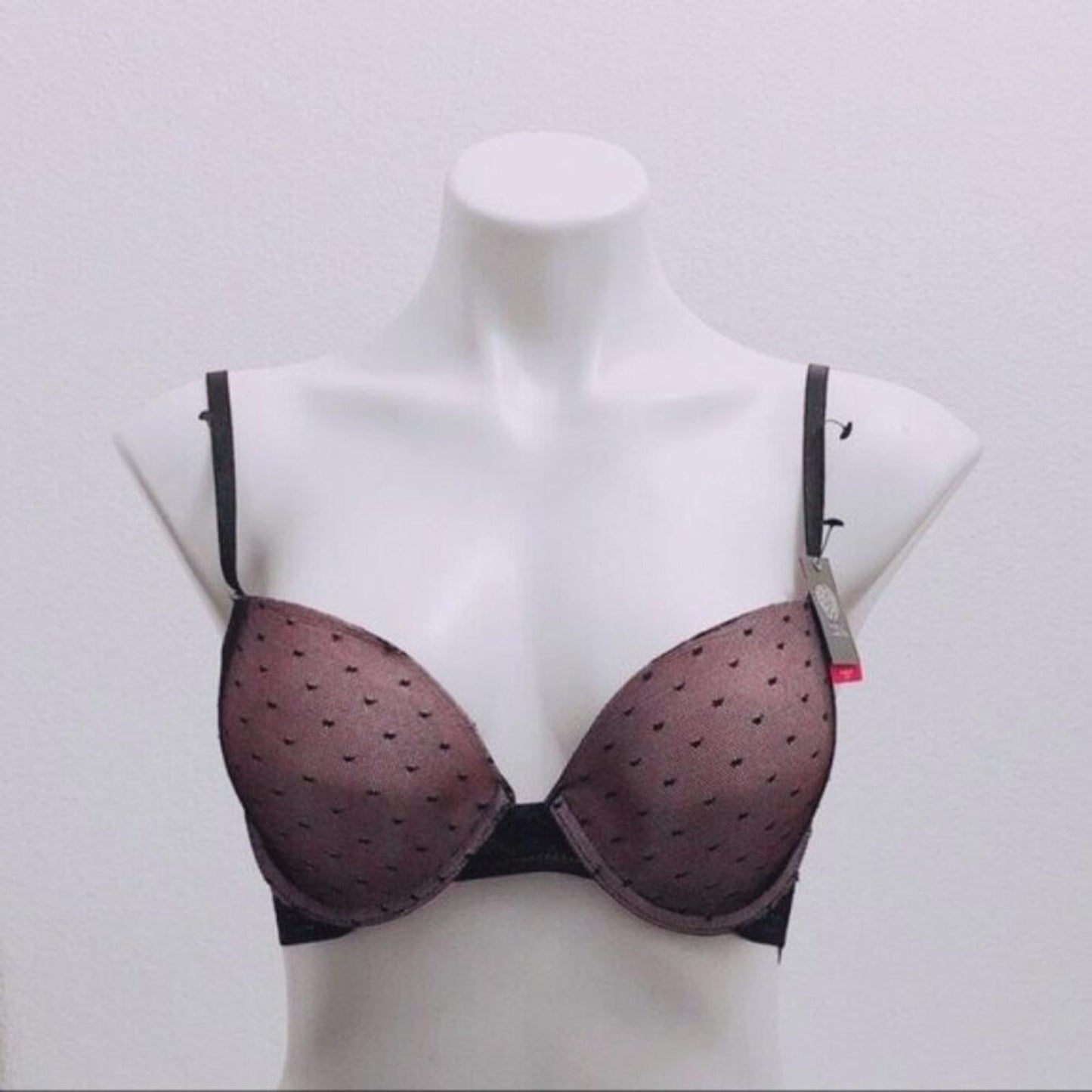 Vince Camuto Push-Up Lace Bra in Nude/Black Lace, Size 36C New w/Tag
