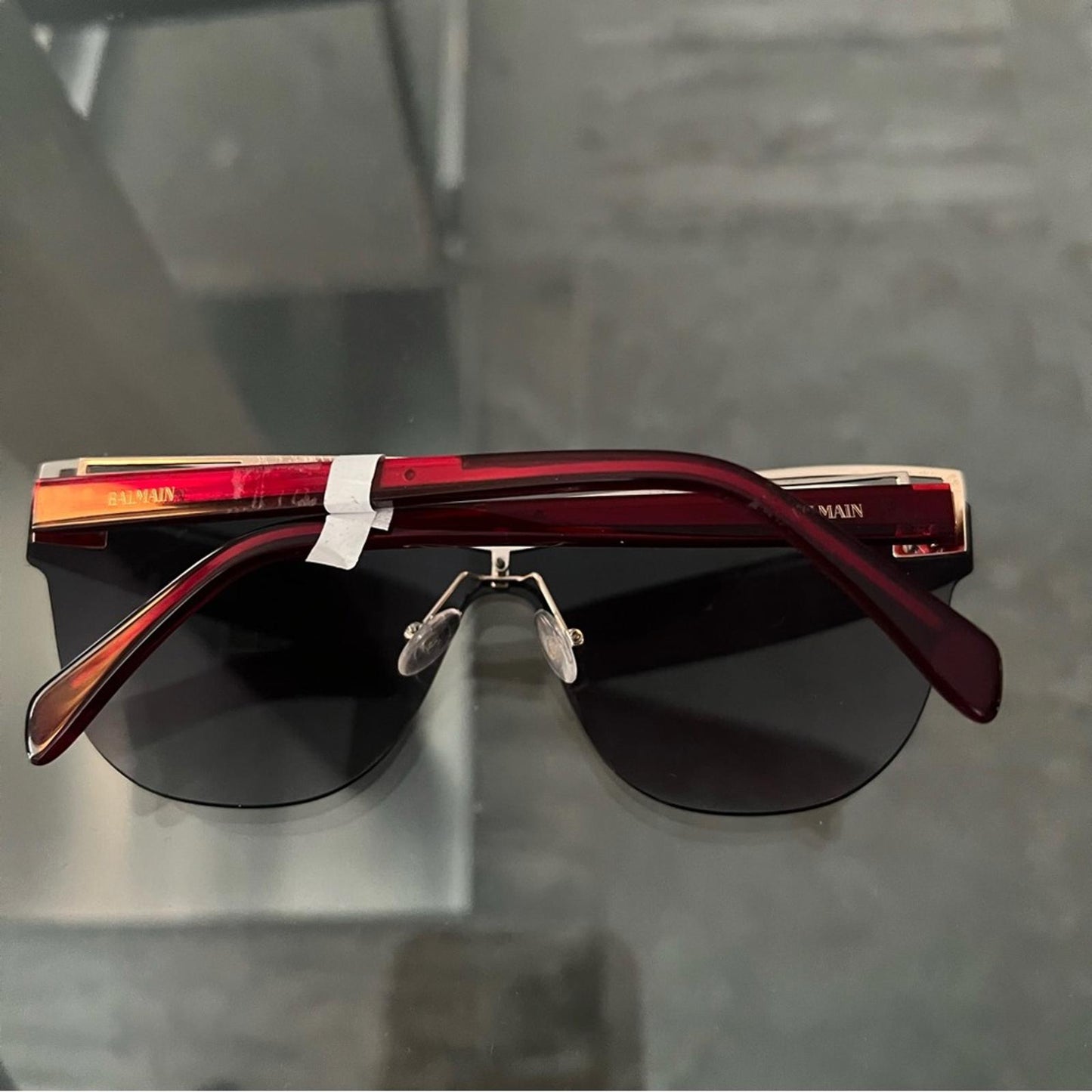 BALMAIN Sunglasses with Red Frames 70MM + Case New w/Tag
