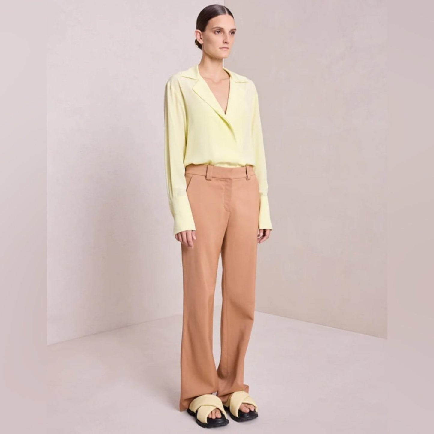 ALC Diana Silk Bodysuit, Canary Yellow Size L New w/Tag Retail $425