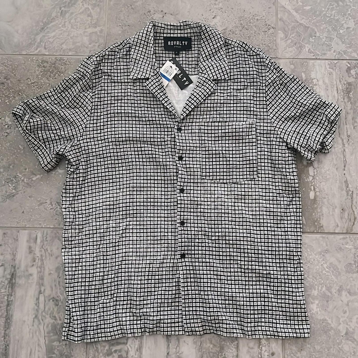 Royalty By Maluma Men's Relaxed-Fit Check Shirt, Size XL B/W New w/Tag $69.50