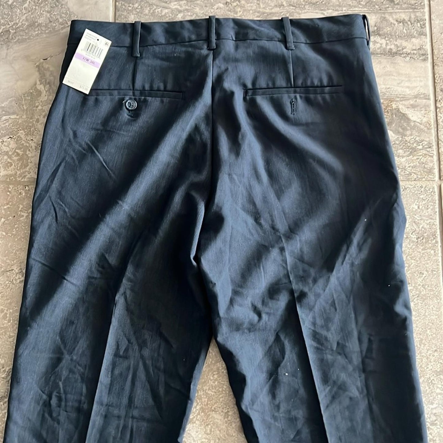 Van Heusen Flex Straight Fit Flat Front Pants in Slate Blue Size 32W X 30L NWT