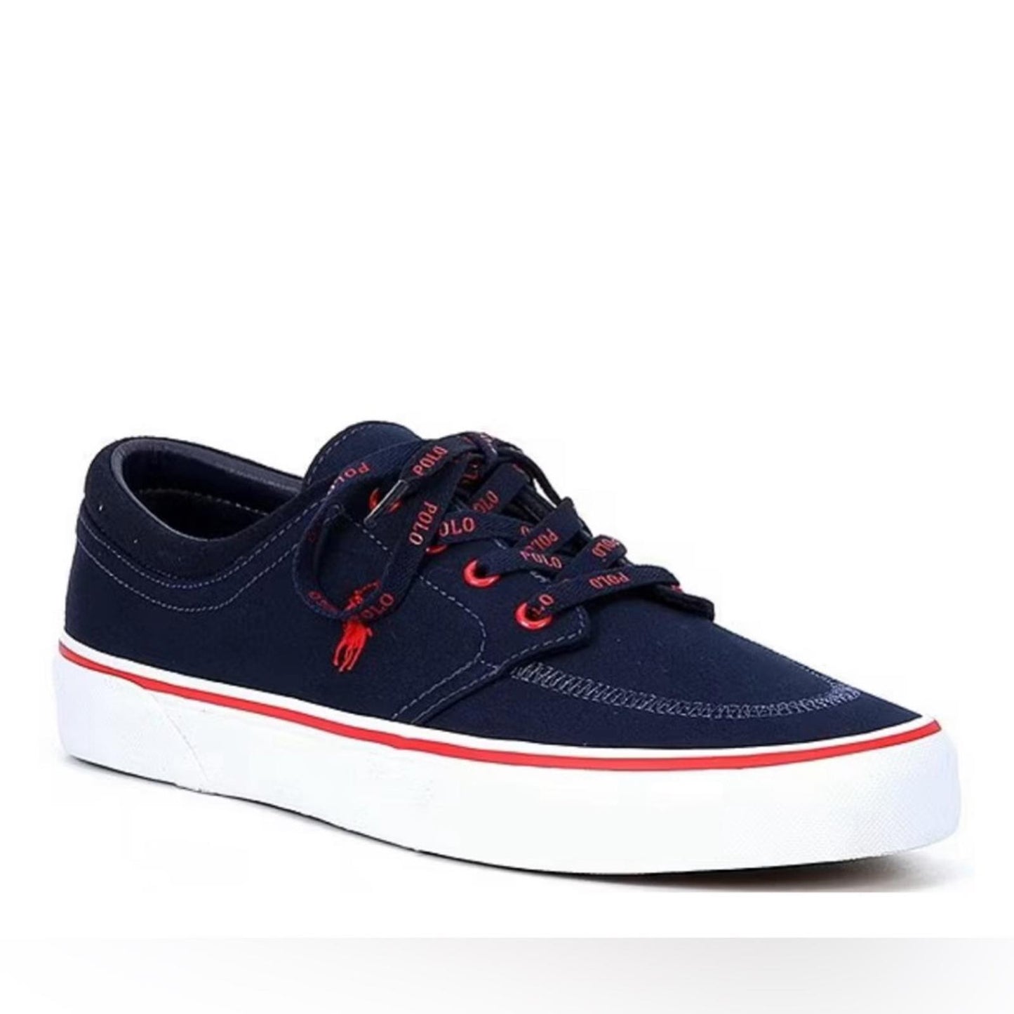 NWT Polo Ralph Lauren Men's Faxon x Logo Lace-Up Canvas Sneakers Navy, Size 10