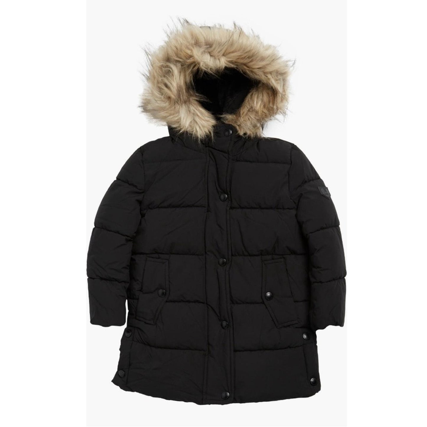 Sam Edelman Expedition Parka Jacket w/Faux Fur Trim in Black Size 14 New w/Tag