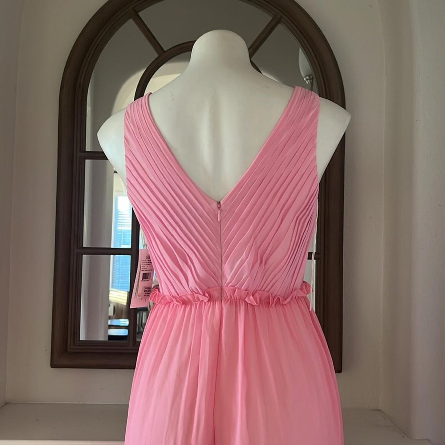 Aidan Mattox V-Neck Ciffon Color-Block Tiered Maxi Gown in Pink, Size 0 NWT $330