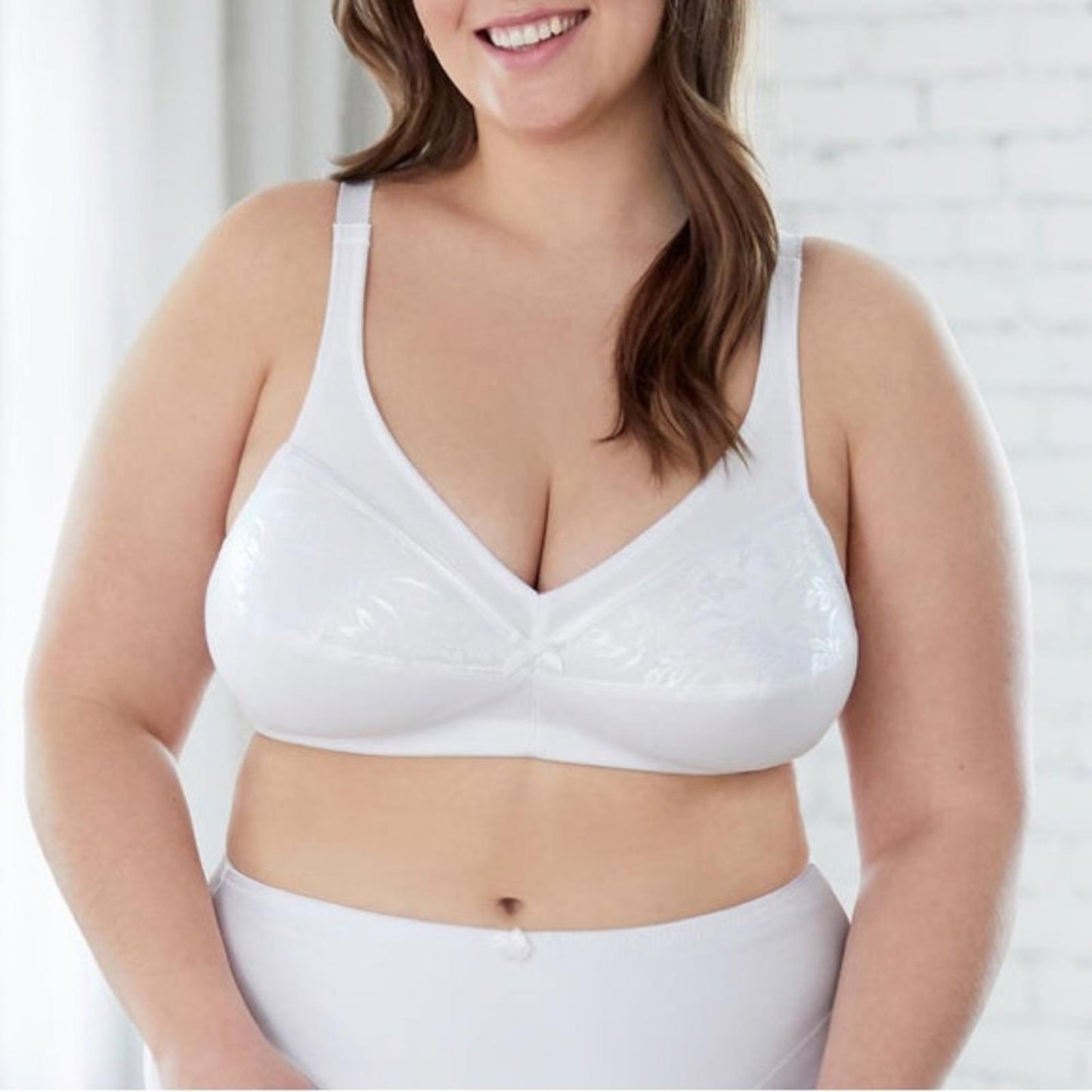 Bestform Floral Trim Wireless Cotton Bra with Lightly-Lined Cups, Size 42DD NWT