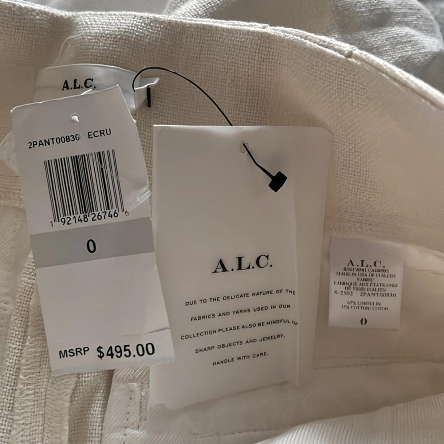 A.L.C. Bennett Pleated Wide Leg Pants in Ecru, Size 0 New w/Tag $495 (SOLD OUT)
