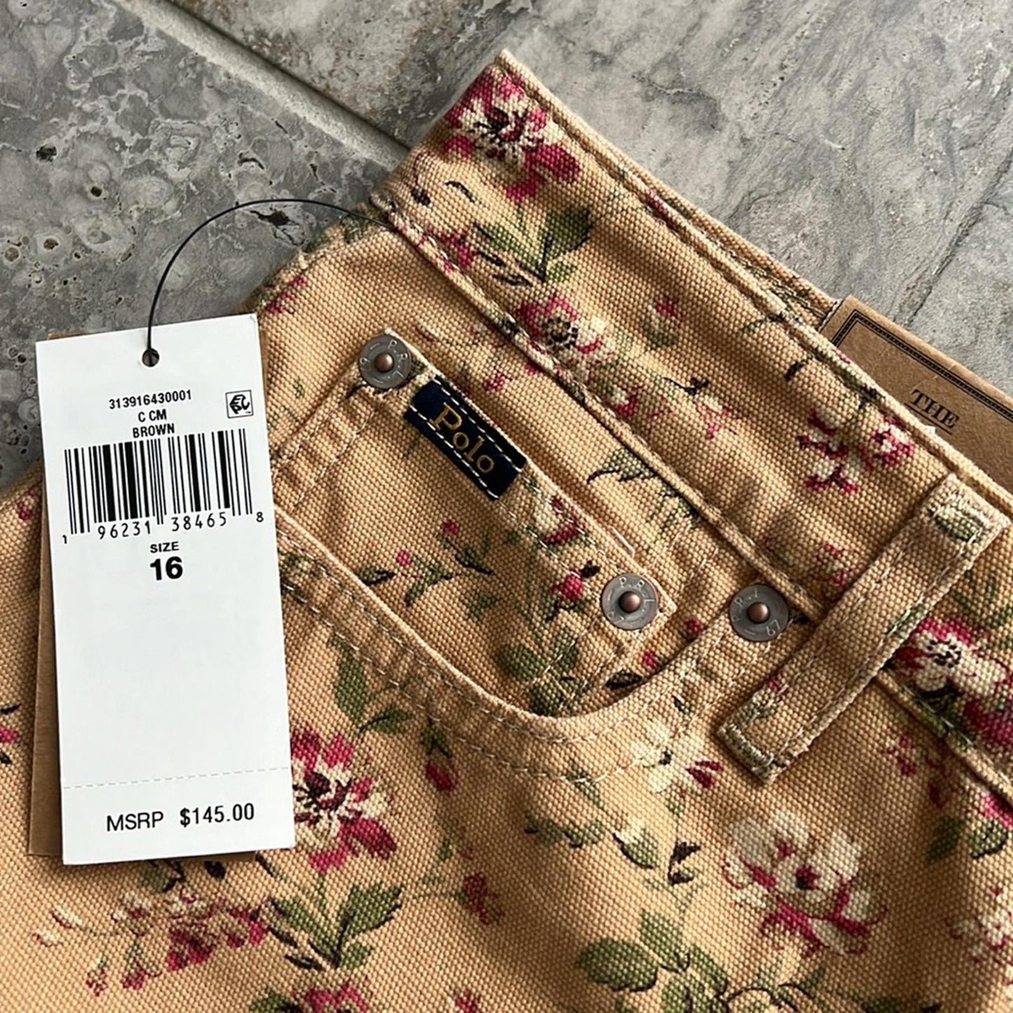 Ralph Lauren Floral Canvas Cropped Wide Leg Pants, Alvarado Wash, Size 16 NWT