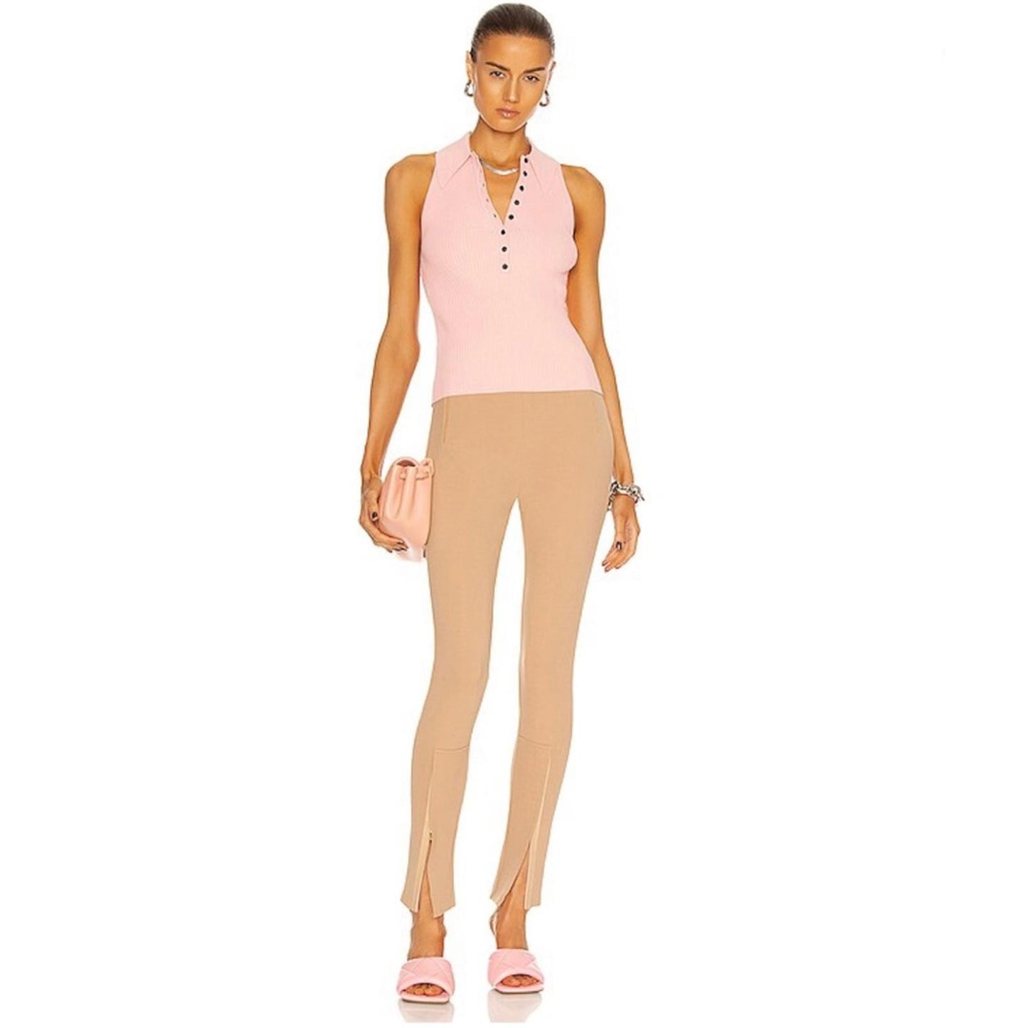 A.L.C. Asher Ribbed Top in Pink Sand, Size L New w/Tag Retail $295