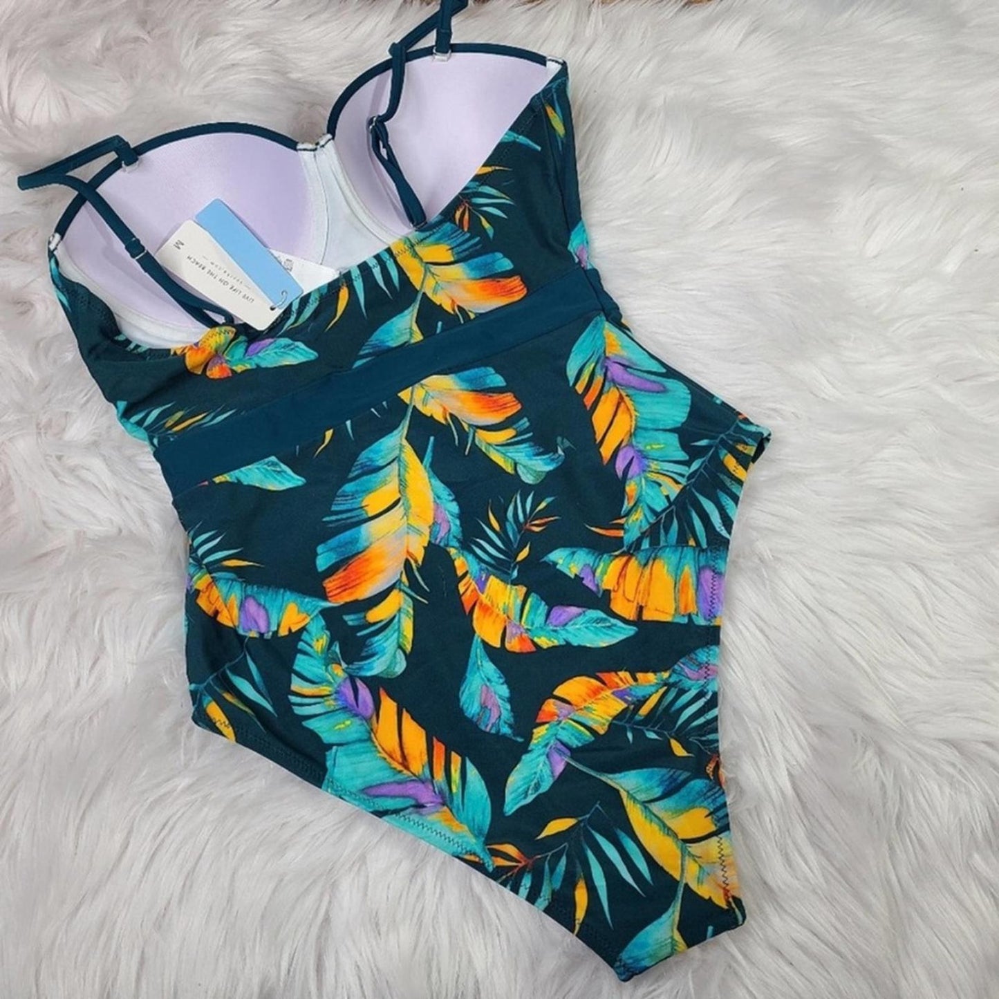 Cupshe Tropical Moulded Adjustable Straps One Piece Swimsuit, Size S New w/Tag
