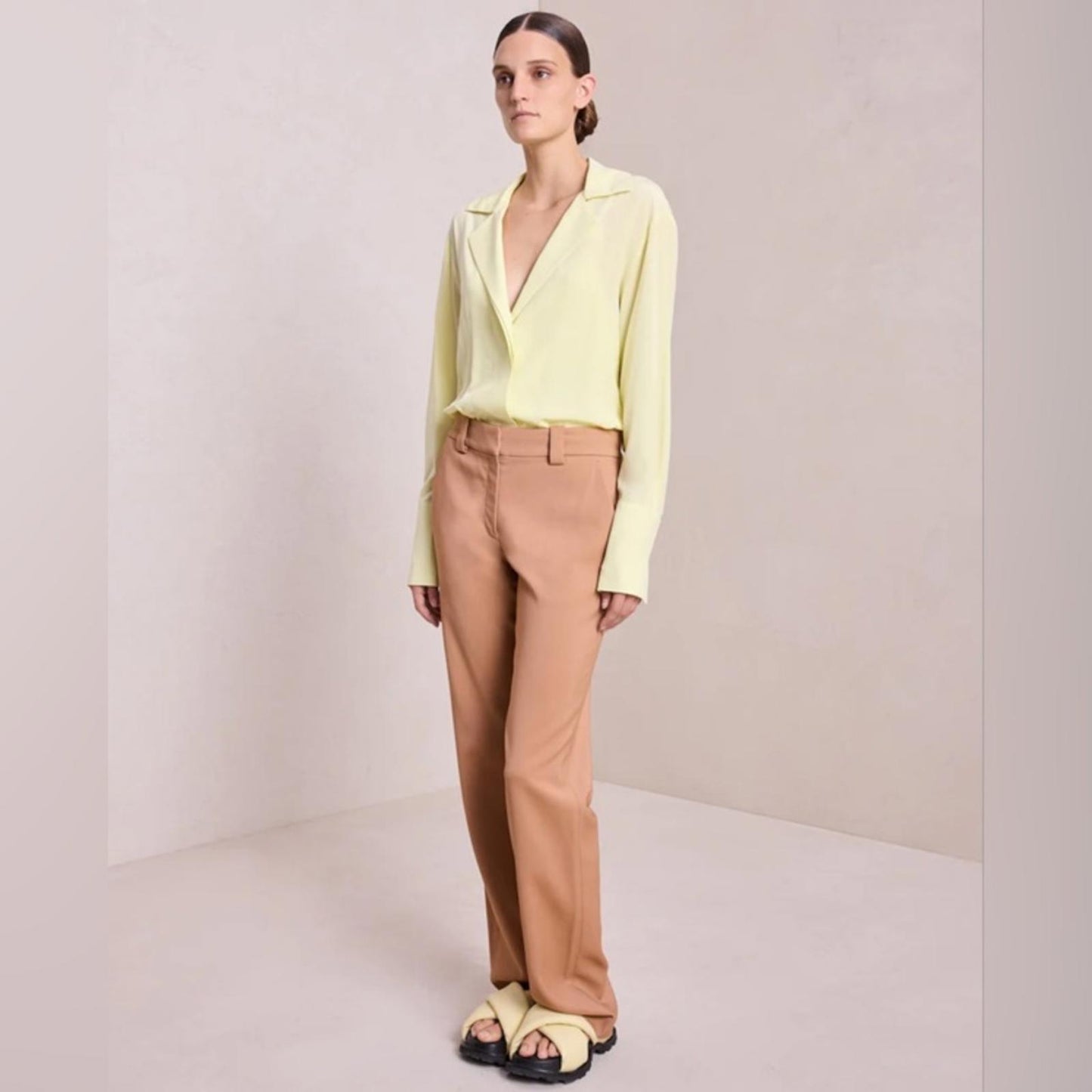 ALC Diana Silk Bodysuit, Canary Yellow Size L New w/Tag Retail $425