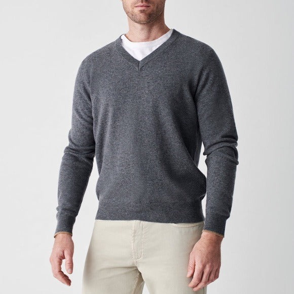 100% Cashmere Men’s Sweater V-Neck Grey Pullover Giorgio Sant’Angelo Size S NEW