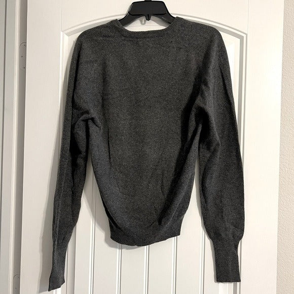 100% Cashmere Men’s Sweater V-Neck Grey Pullover Giorgio Sant’Angelo Size S NEW