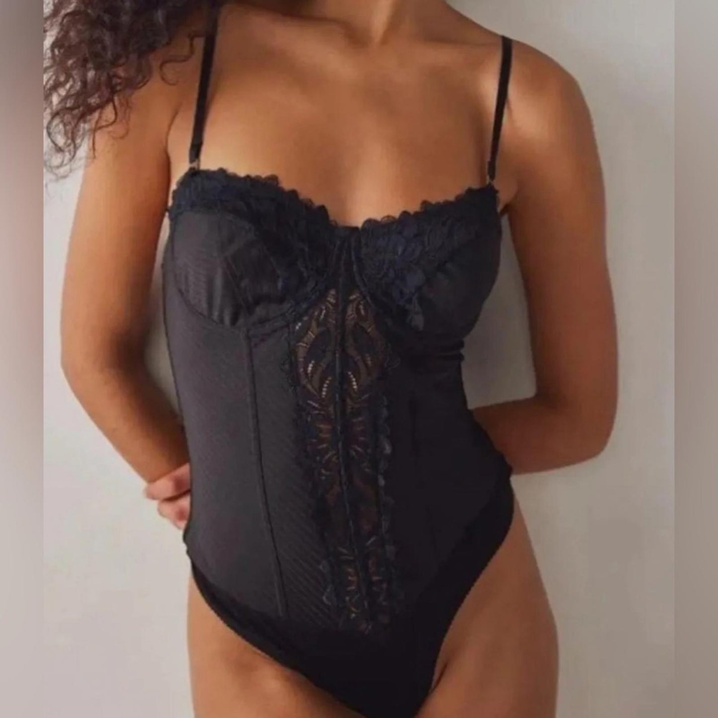 NEW Free People Intimately Good Luck Charm Bodysuit, Black, Size S New w/o Tag