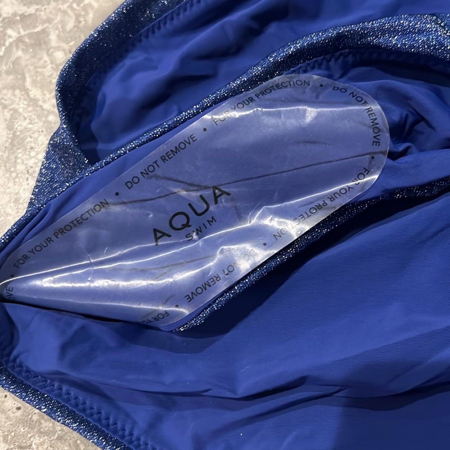 Aqua Bloomingdale’s Shimmer Square Neck One Piece Swimsuit, Sapphire Size S NWT