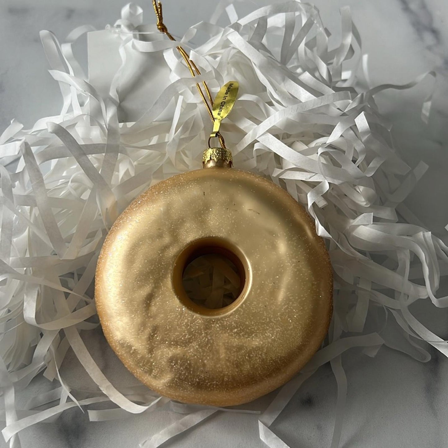 Donut Ornaments, Designer-Inspired, Brown & Gold, New with Tag