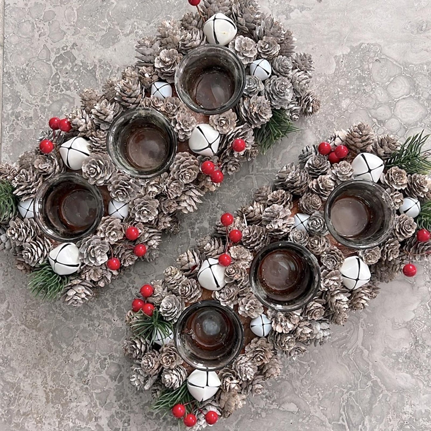 X2 Nordstrom Centerpiece with 3 Glass Candle Holders NEW