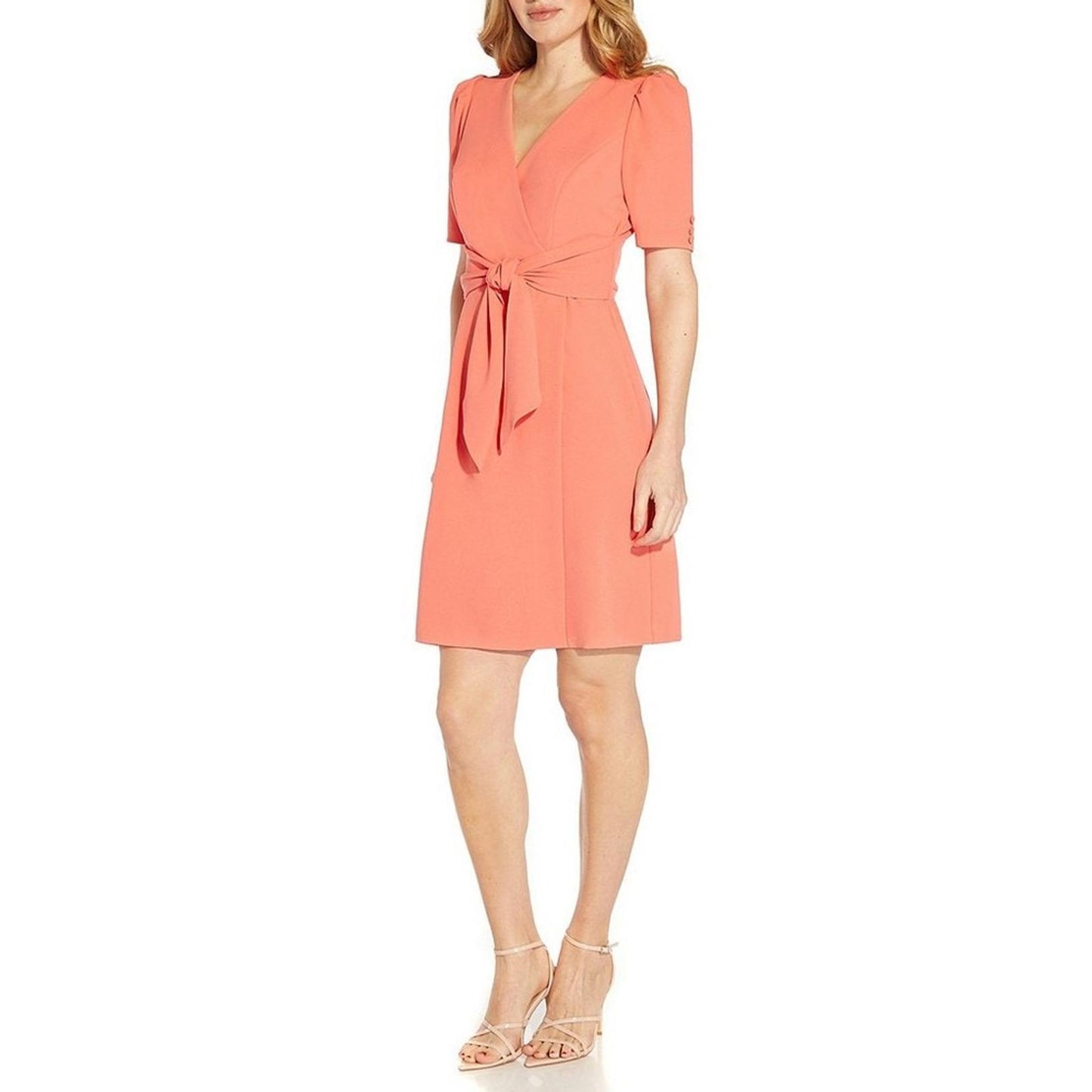 Adrianna Papell Crepe Surplice V-Neck Tie Front Faux Wrap Dress Size 18 NWT $139