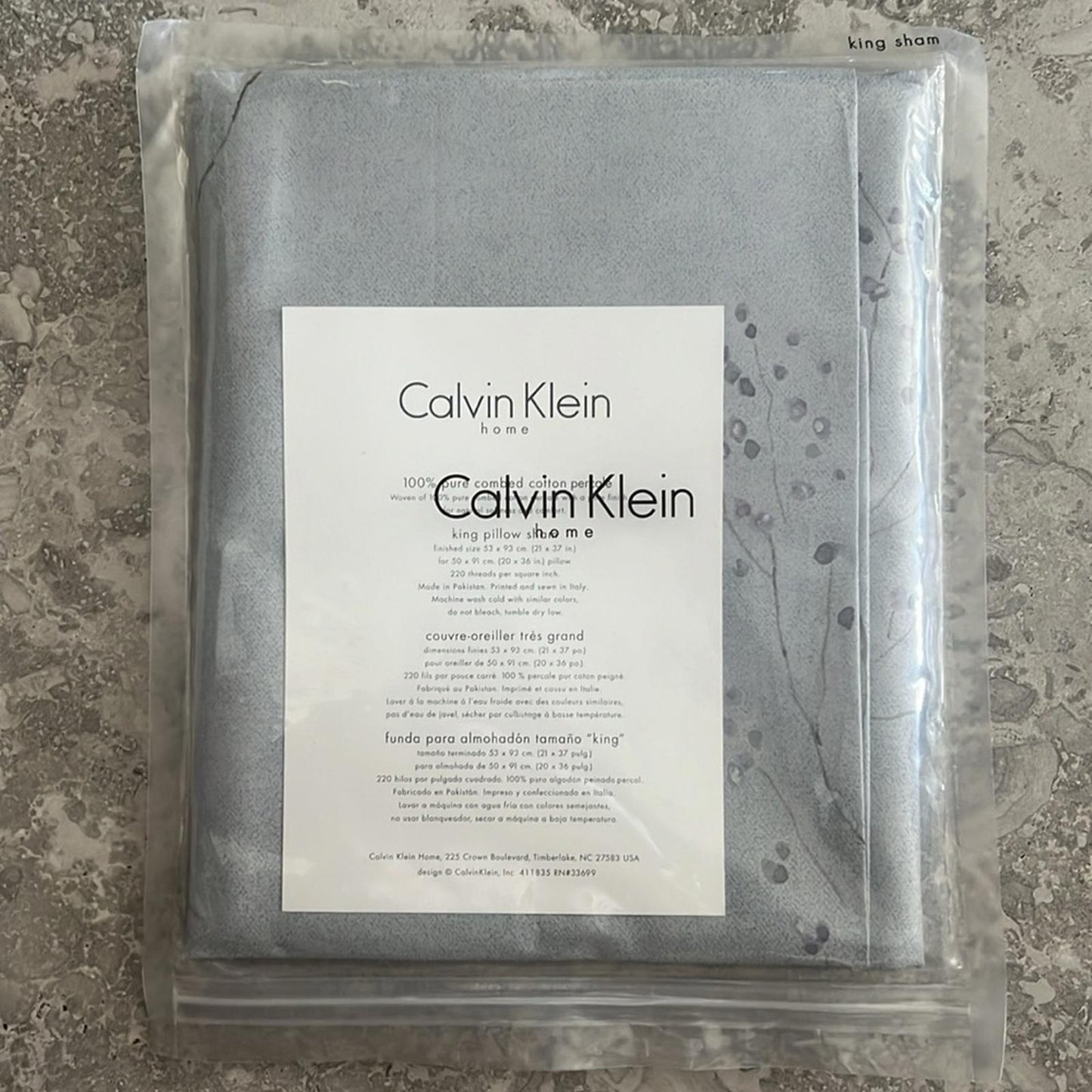 Calvin Klein Home Floral Winter Branches King Pillow Sham, Powder New w/Tag $125