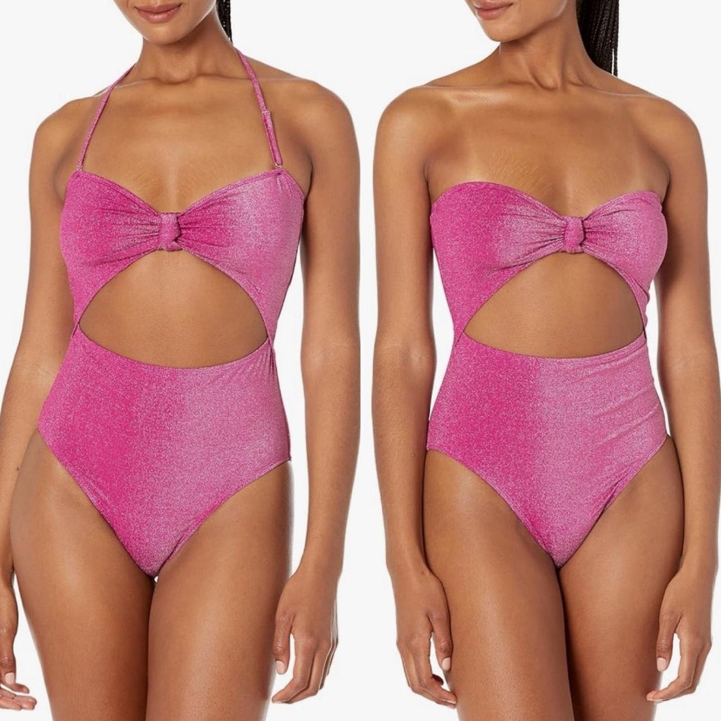 BCBG Knot Front Cut Out On-Piece Swimsuit w/Tummy Control in Berry Size M NWT