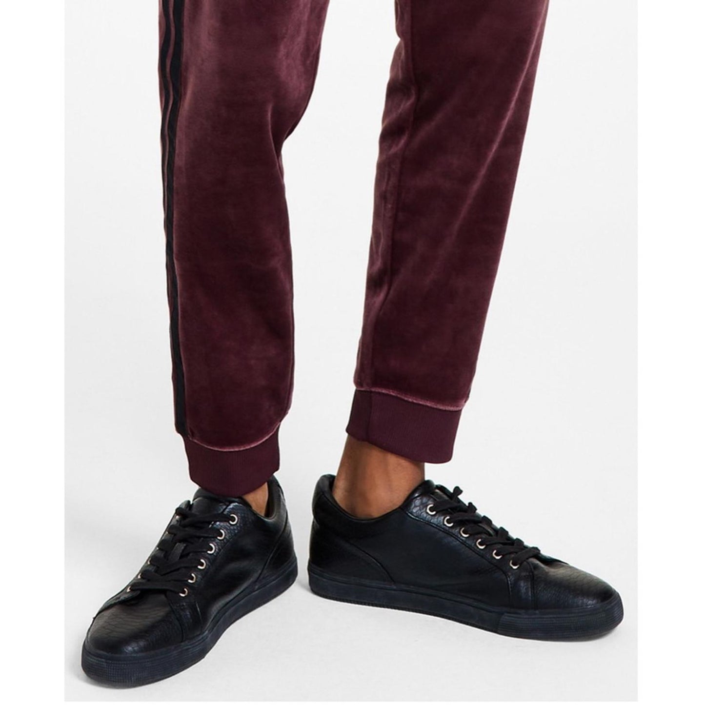 NEW INC Men's Regular-Fit Side Stripe Velour Joggers, Size L Retail $59.50