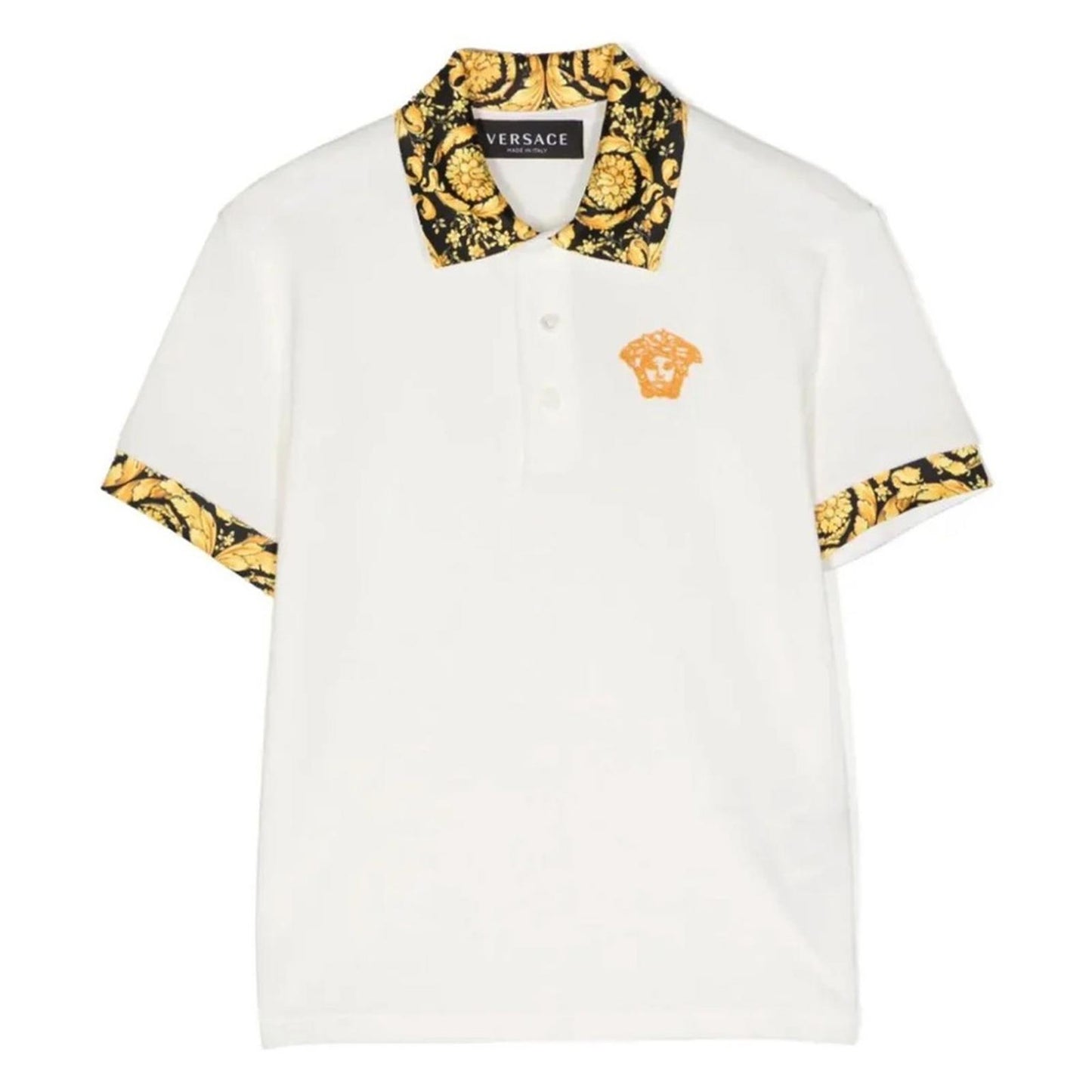 Versace Boys Barocco Logo Polo Shirt in White, Size 12A (152cm) New w/Tag $275