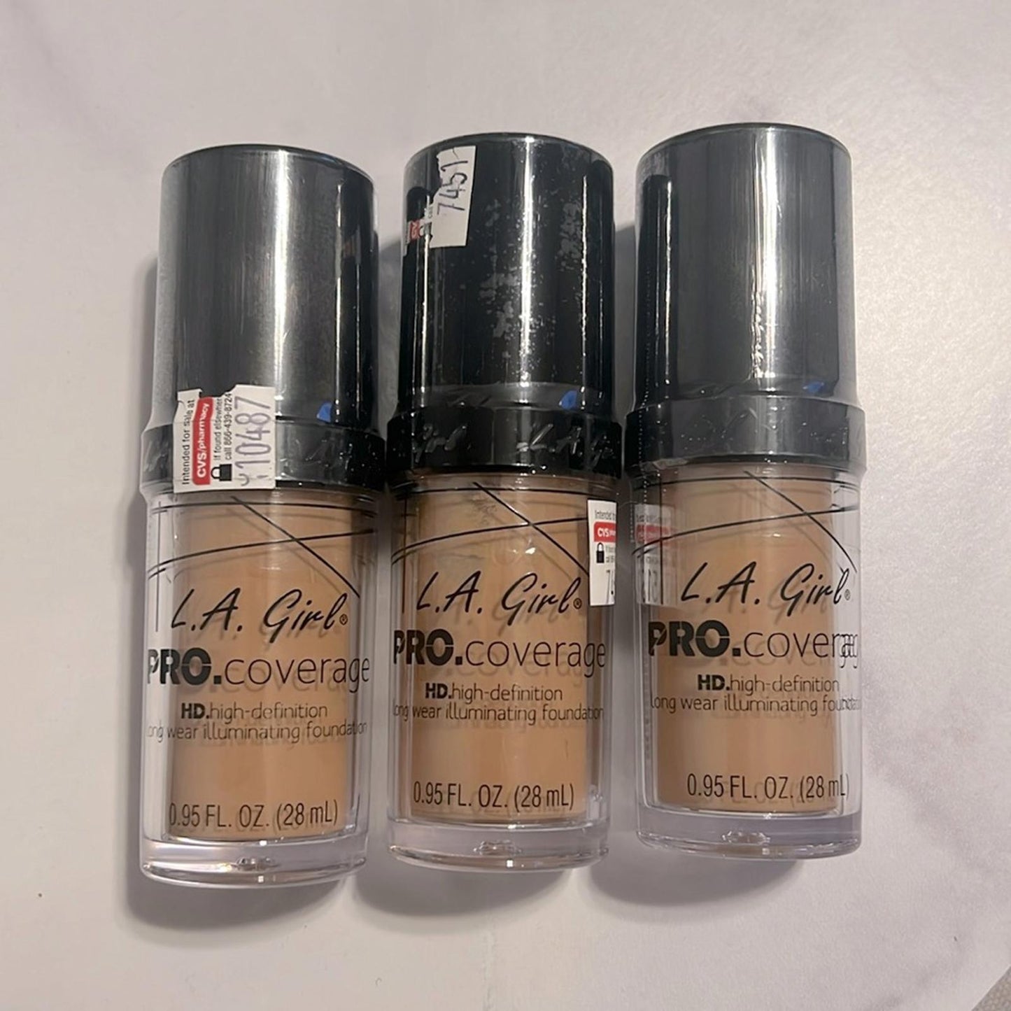 X3 L.A. Girl Beige PRO.coverage HD High-Def Long Wear Illuminating Foundation