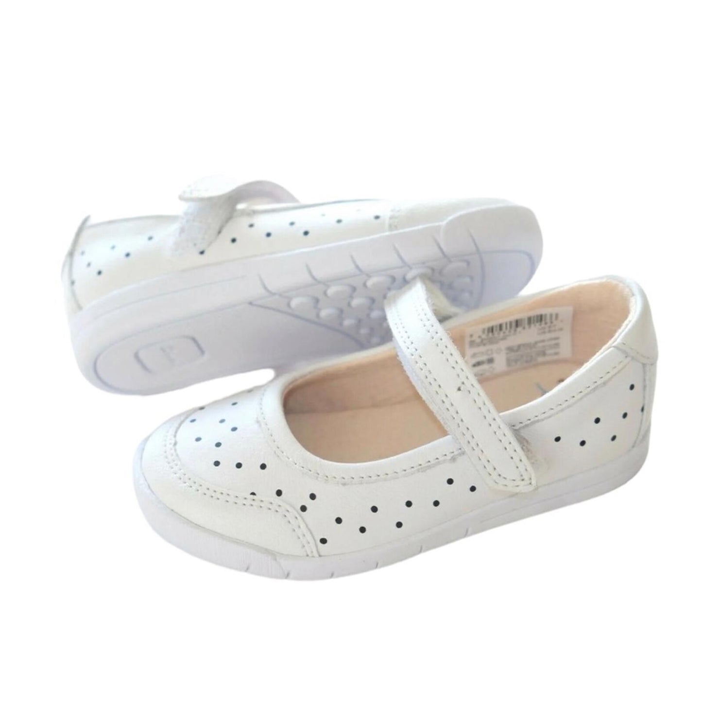 NWT Clarks Kid’s Emery Halo T White Leather Sneakers Girls Size UK 6.5G, US 7W