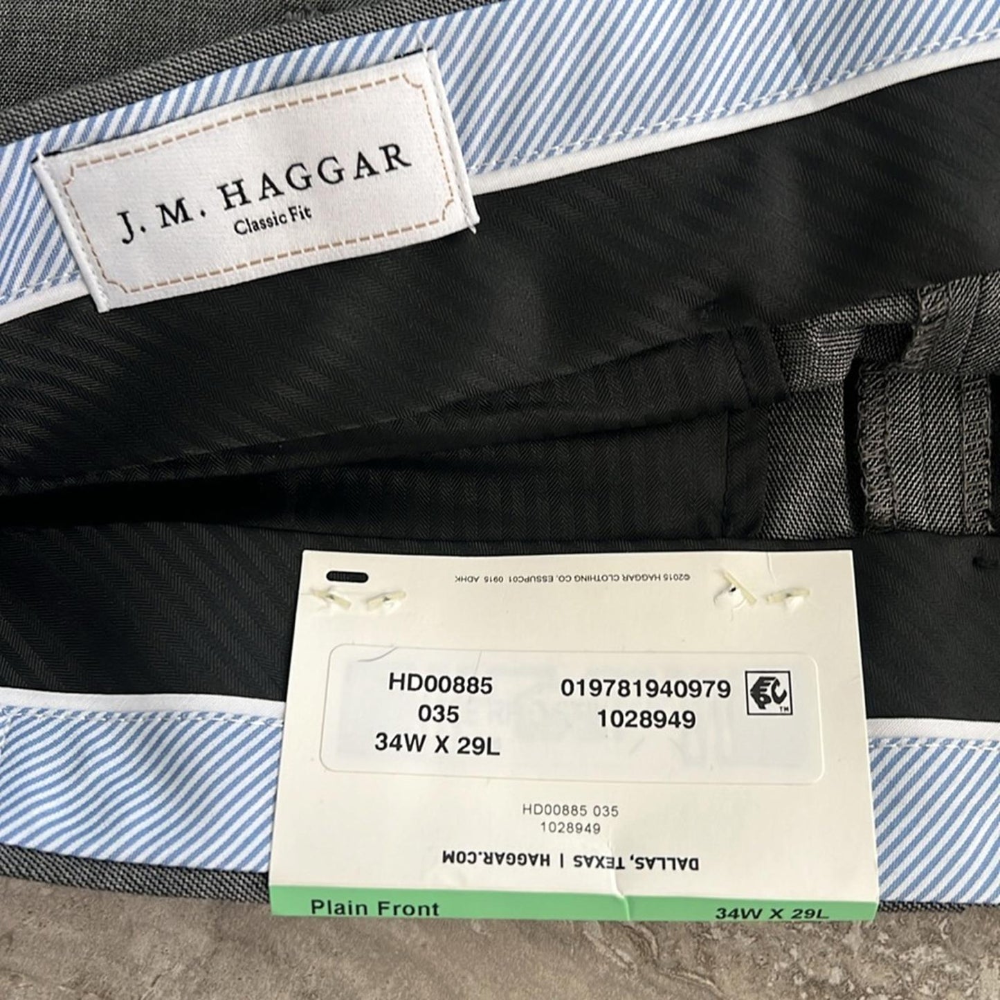 JM Haggar Premium Stretch Solid Premium Pants, Grey, Size 34W X 29L New w/Tag