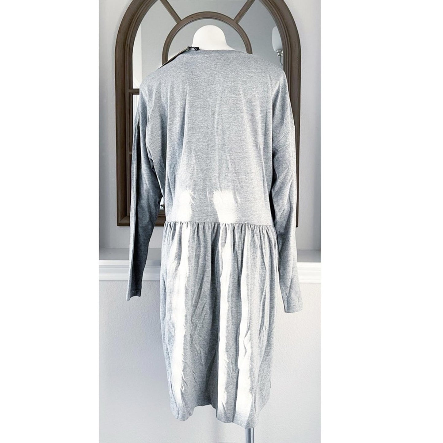 ASOS’ Noisy May Collegiate Motif Jersey Smock Dress, Gray Heather Size XL NWT