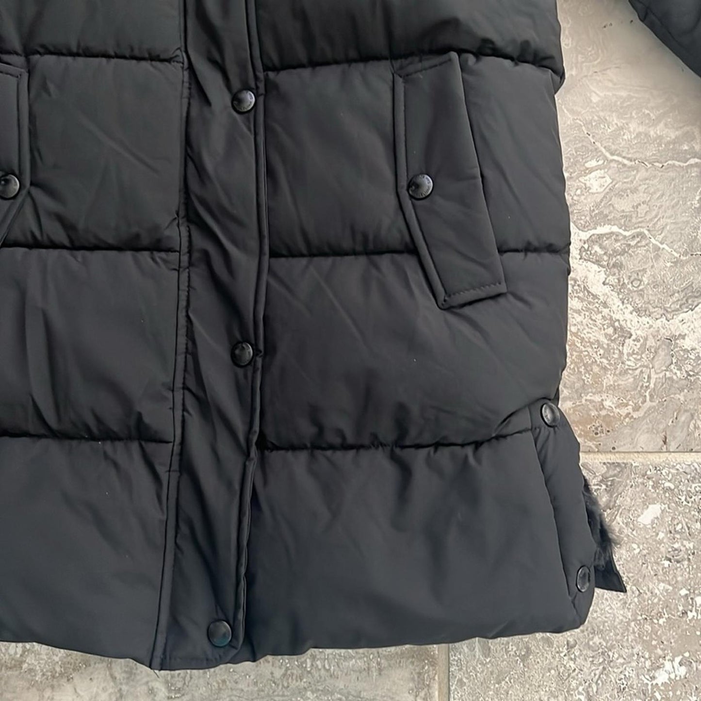Sam Edelman Expedition Parka Jacket w/Faux Fur Trim in Black Size 14 New w/Tag