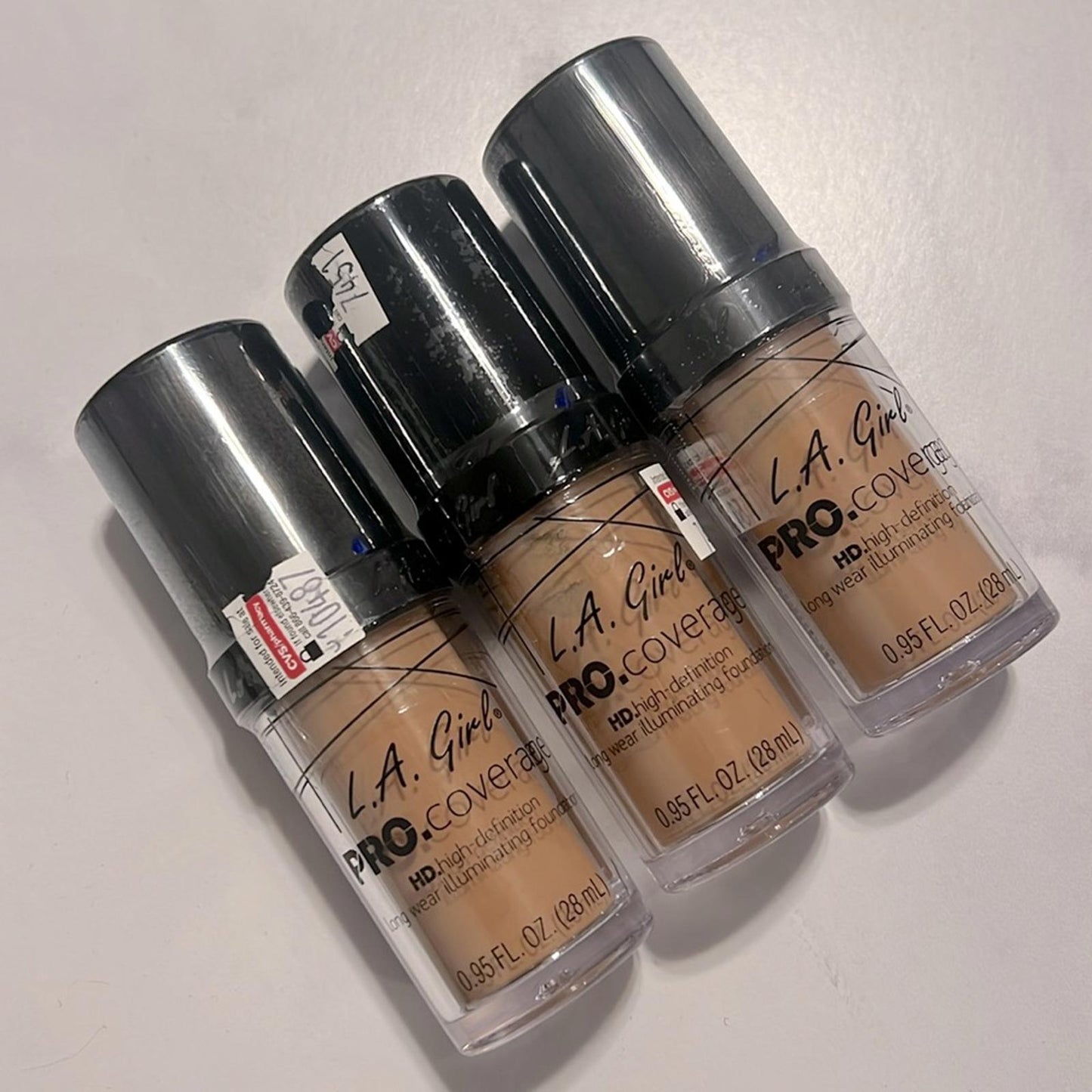X3 L.A. Girl Beige PRO.coverage HD High-Def Long Wear Illuminating Foundation