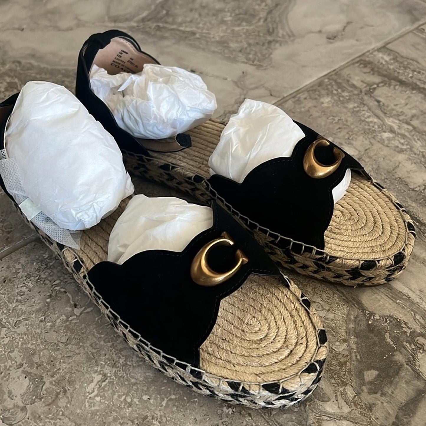 Coach Women's Dillon Espadrille Sandals in Black, Size 11 New in Box