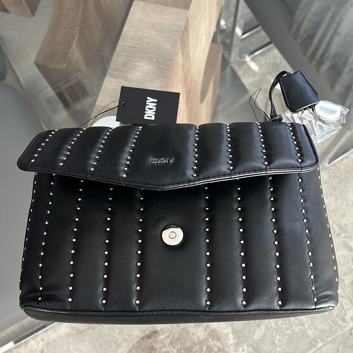 DKNY Lexington Park Shoulder Bag in Black/Silver Detail New w/Tag