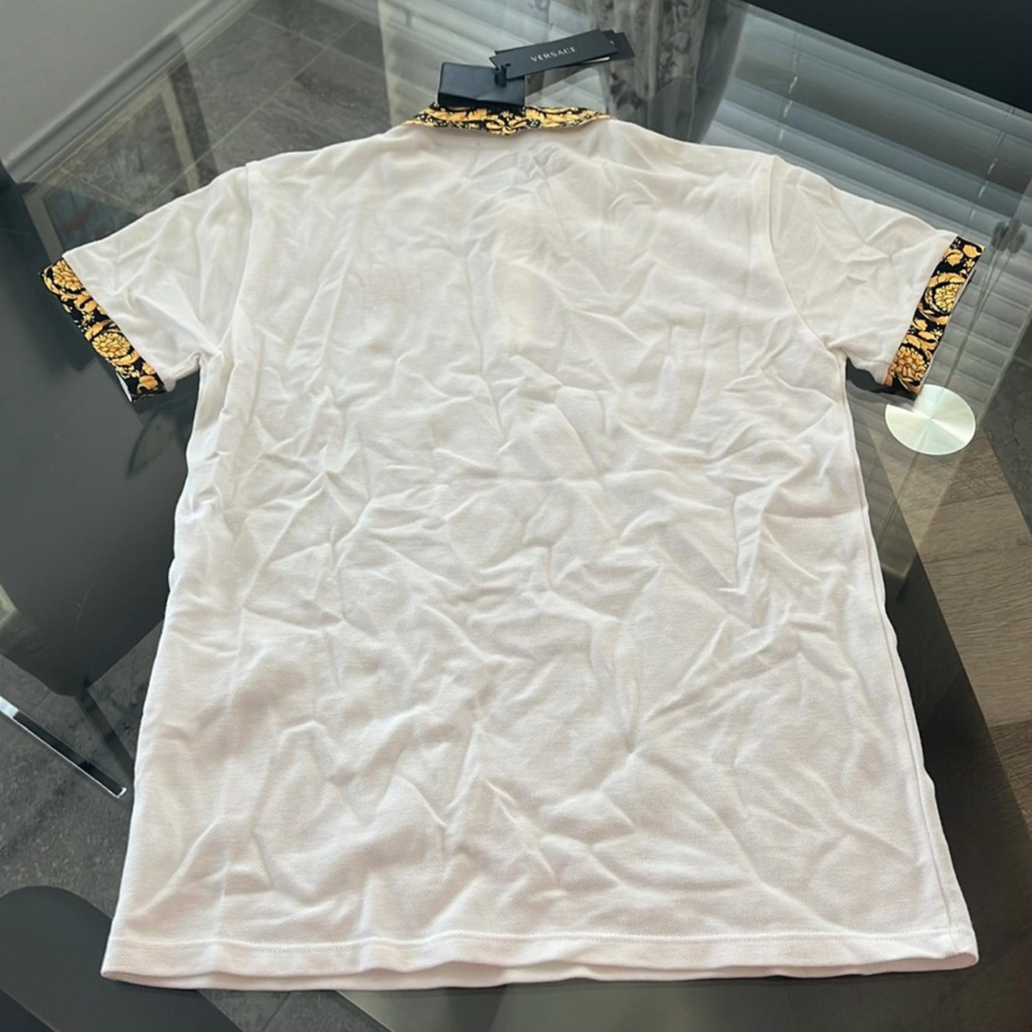 Versace Boys Barocco Logo Polo Shirt in White, Size 12A (152cm) New w/Tag $275