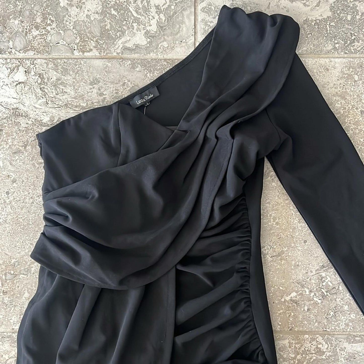 Lea & Viola Women’s Ruched One Shoulder Cocktail Dress, Size L NWT $210