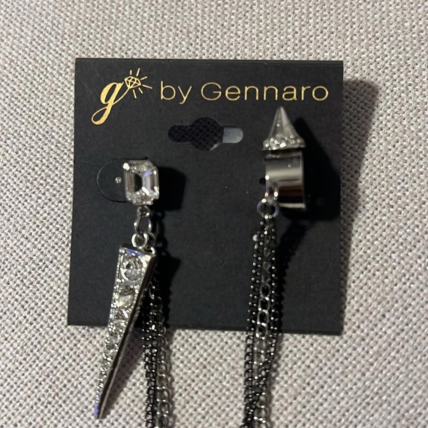 Gennaro Single Long Spike Chain Earring w/Non-Pierced Helix Cuff Earring, NWT