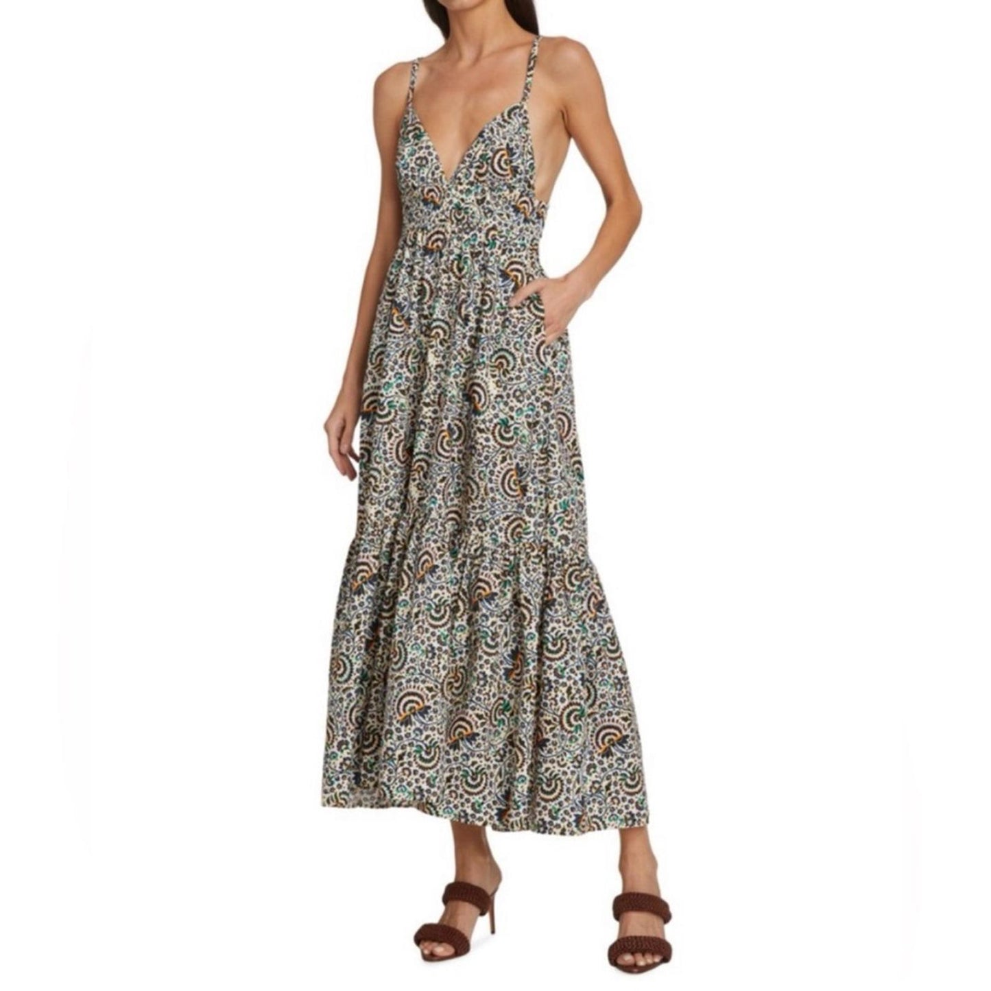 A.L.C. Rhodes Printed Cotton-Poplin Midi Dress, Size 4 New w/Tag $545