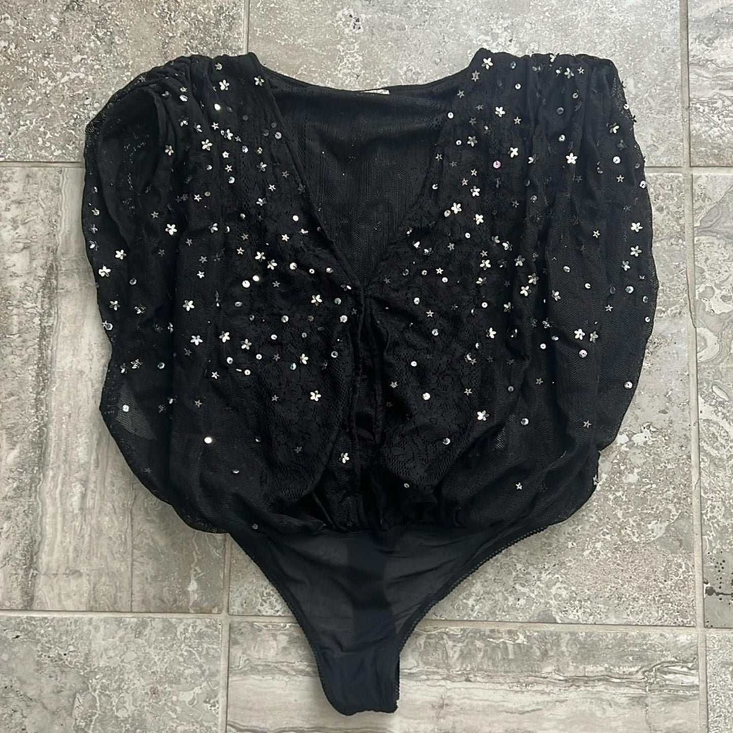 NEW Free People Intimately Black Summer Shine Bodysuit, Size S New w/Tag