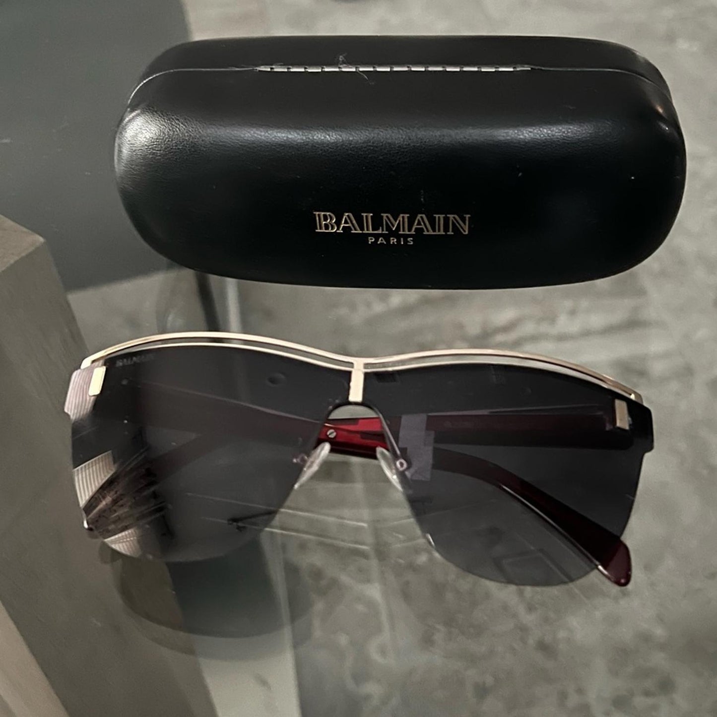 BALMAIN Sunglasses with Red Frames 70MM + Case New w/Tag