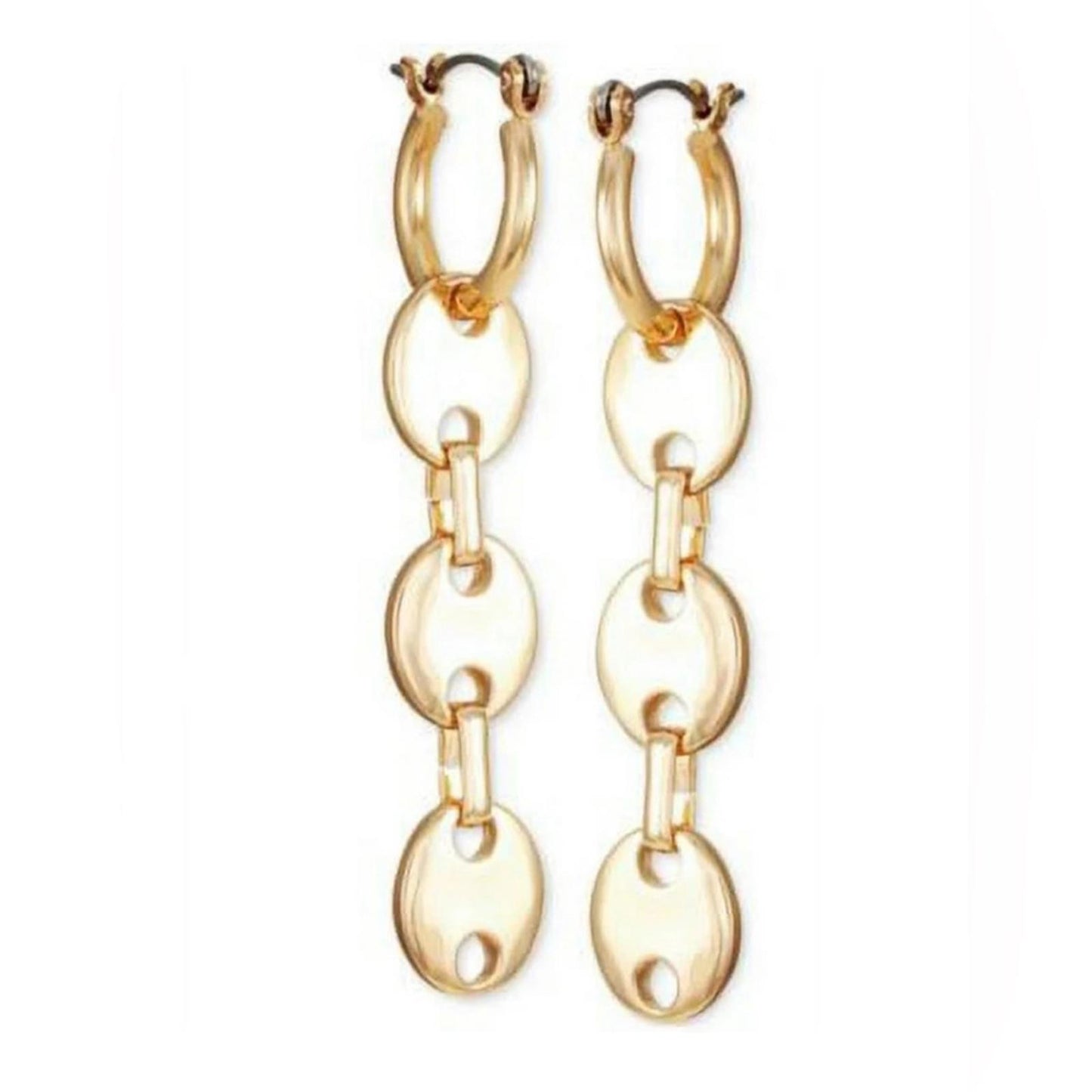 Guess Gold-Tone Link Drop Huggie Hoop Earrings, New w/Tag