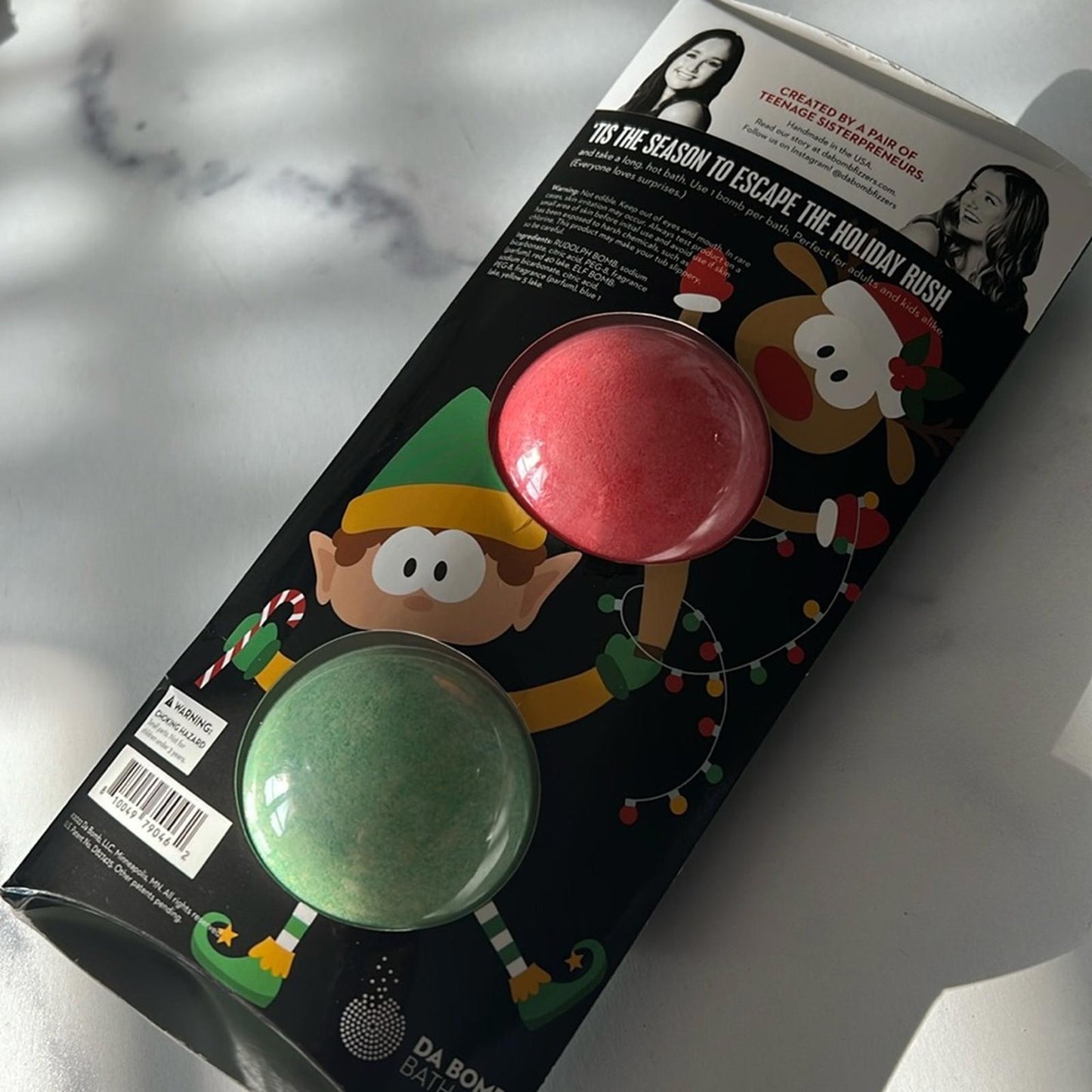 DA BOMB 2-Pc. Bath Fizzers Rudolph & Elf Gift Set New in Package