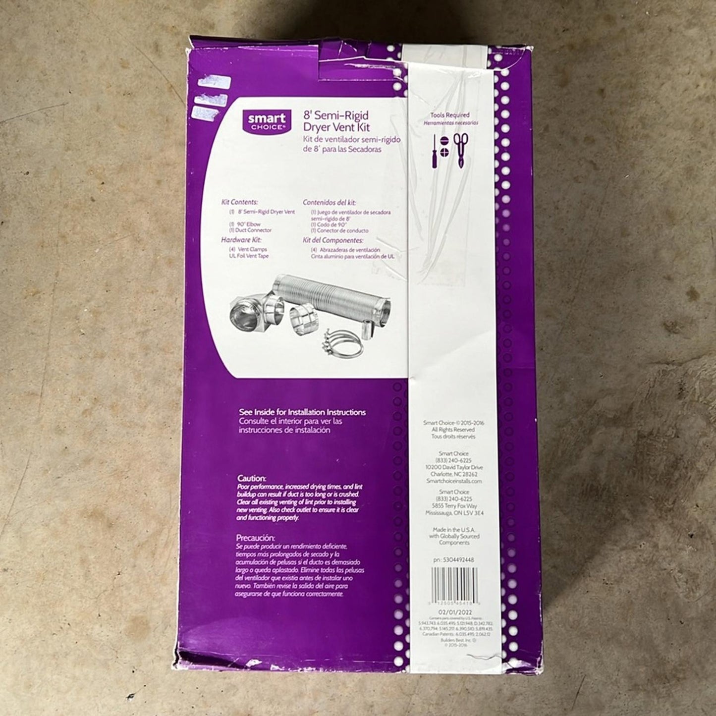 Frigidaire 8 ft. Semi-Rigid Dryer Vent Kit with Close Elbows, New in Box