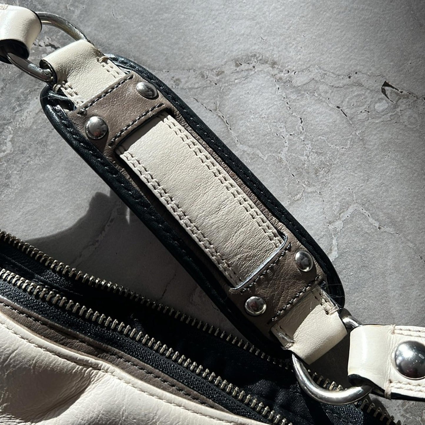 COACH Limited Edition Madison Spectator Cream/Taupe Hobo in Grey/White Bag