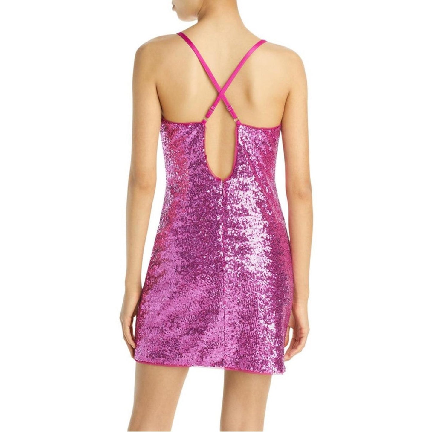 BCBGMaxazria Sequined Party Mini Dress in Fuchsia Size S New w/Tag $298