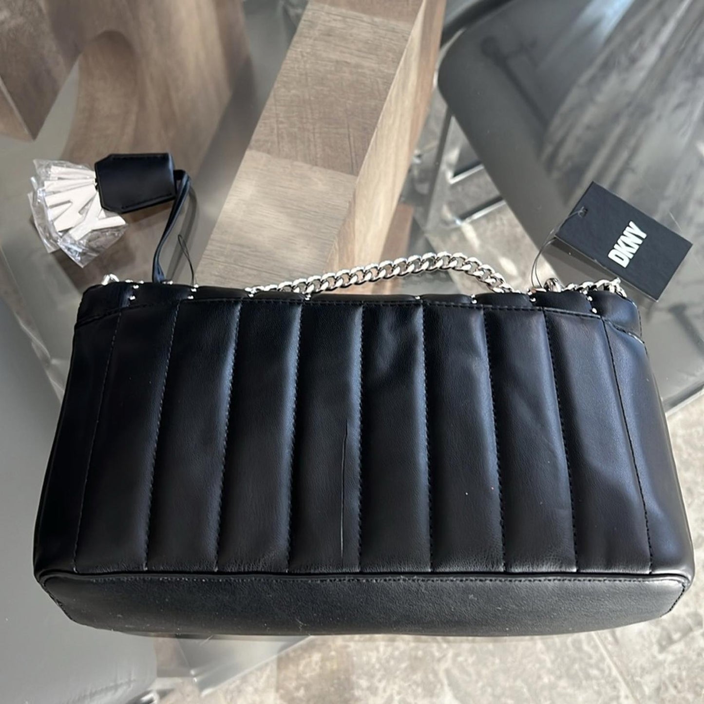 DKNY Lexington Park Shoulder Bag in Black/Silver Detail New w/Tag
