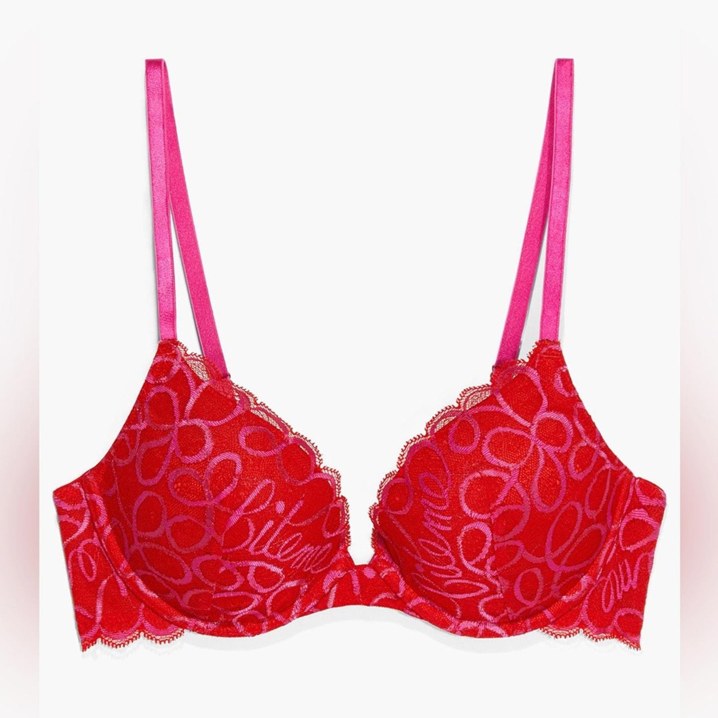 Rihanna’s Savage X Fenty Ribbon Writing Push-Up Bra, Size 40DDD New w/Tag