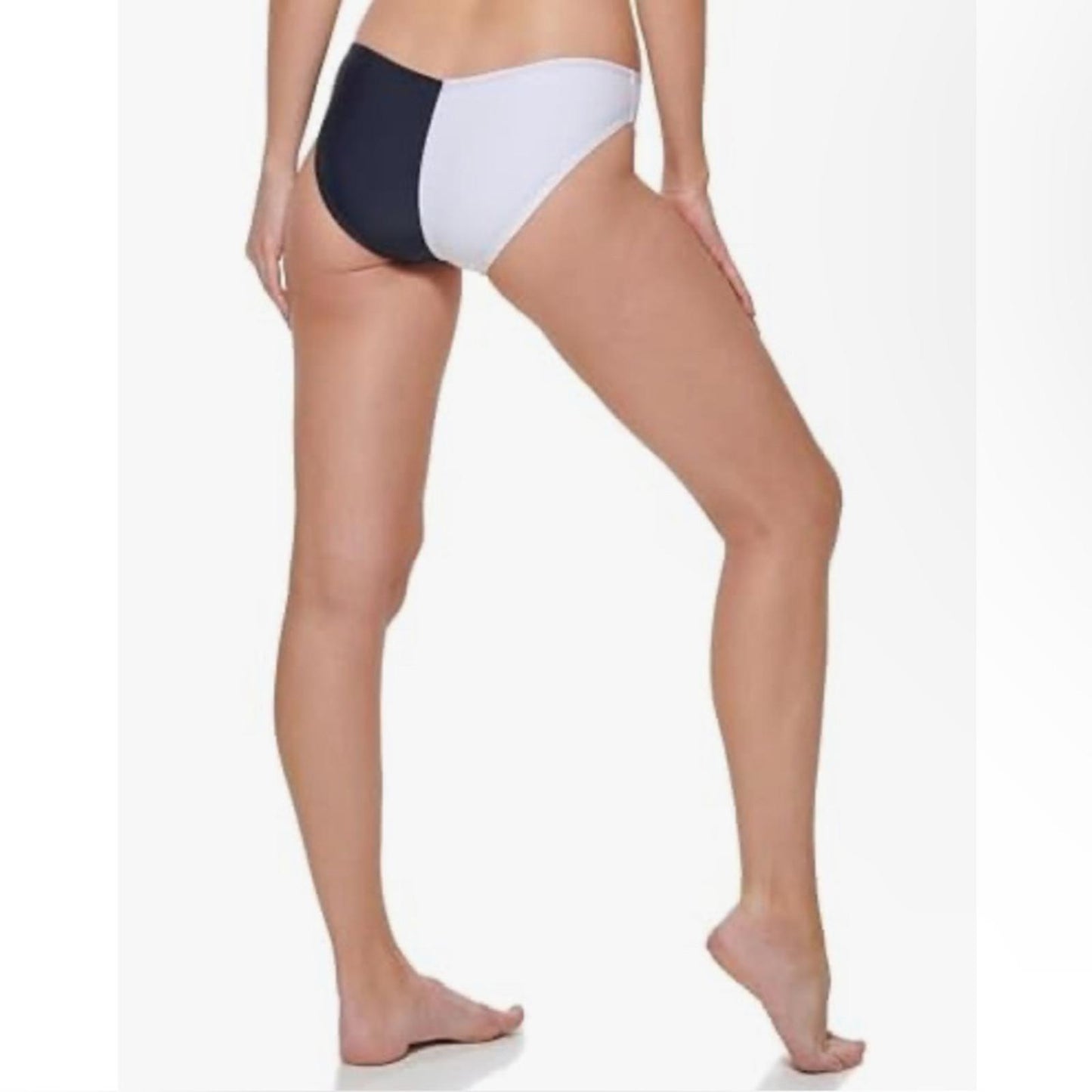 Tommy Hilfiger Navy/White V-Cut Cheeky Fit Bikini Swim Bottom, Size M NEW w/Tag
