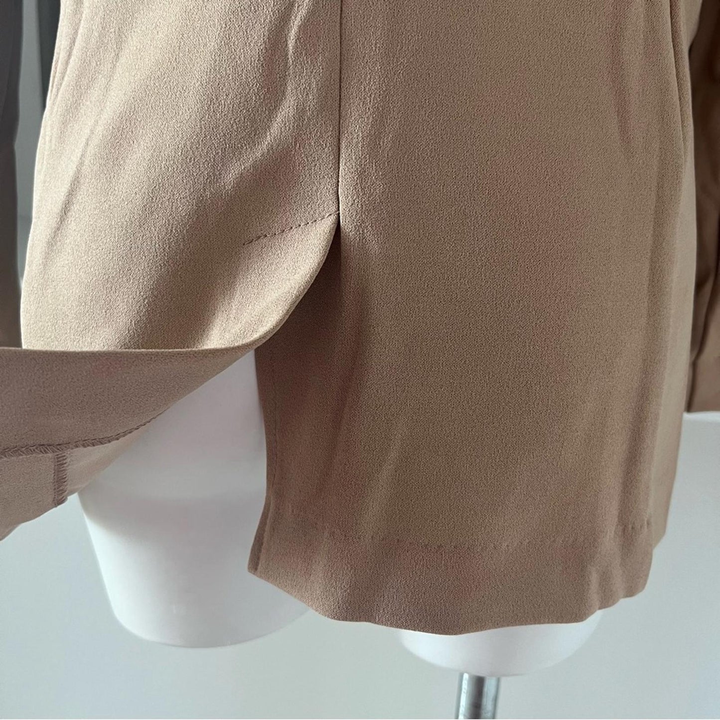 NY Collection Long Sleeve Double Breasted Crepe Jacket, Stucco Size M New w/Tag