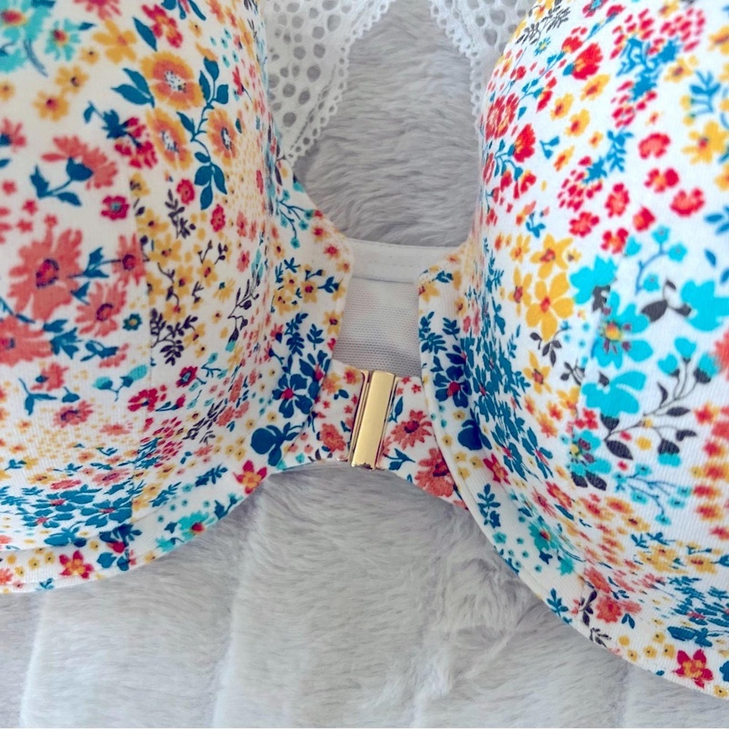 Cacique Floral Lace Racerback Push Up T-Shirt Bra, Size 40DD